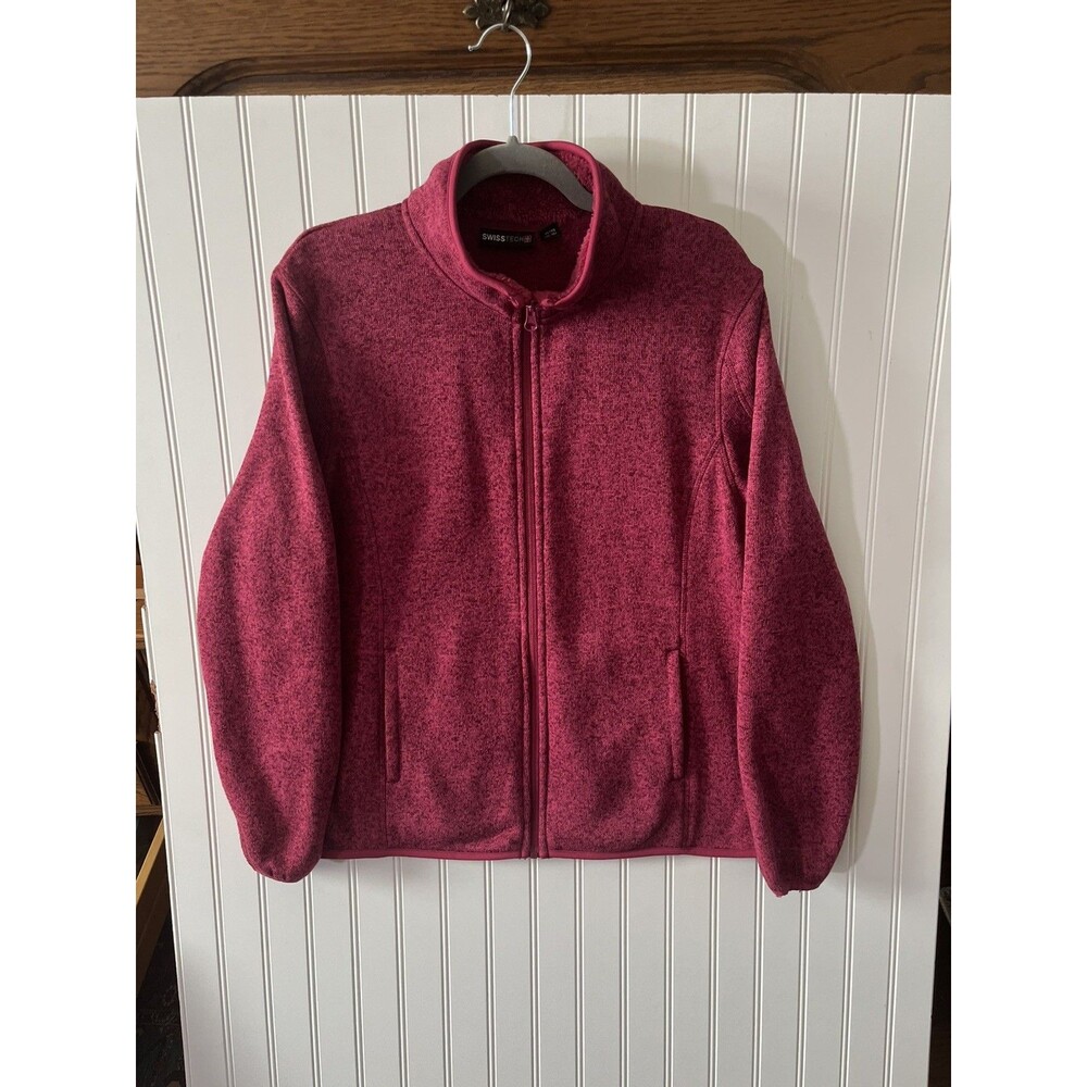 SwissTech Jacket Women’s Cranberry Full Zip Fleece Lined Pockets Cozy XL